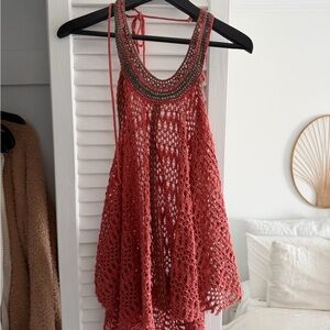 Free People rust Crochet Halter top